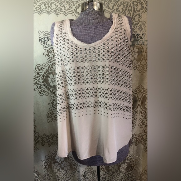 Rebecca Taylor Ballerina Light Pink Studded Silk Sleeveless Tank Size 12 - Picture 3 of 12